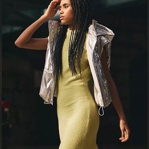 Daily Practice by Anthropologie Silver Metallic Puffer Vest